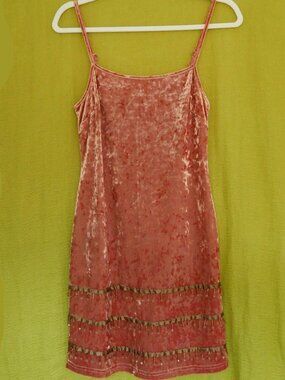 Ebonie n Ivory Crushed Velvet Beaded Mini-Dress, size Small